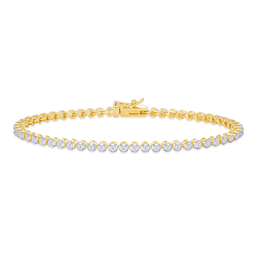 Diamond Tennis Bracelet in 14k Yellow Gold Plated Sterling Silver | M by Monte Luna