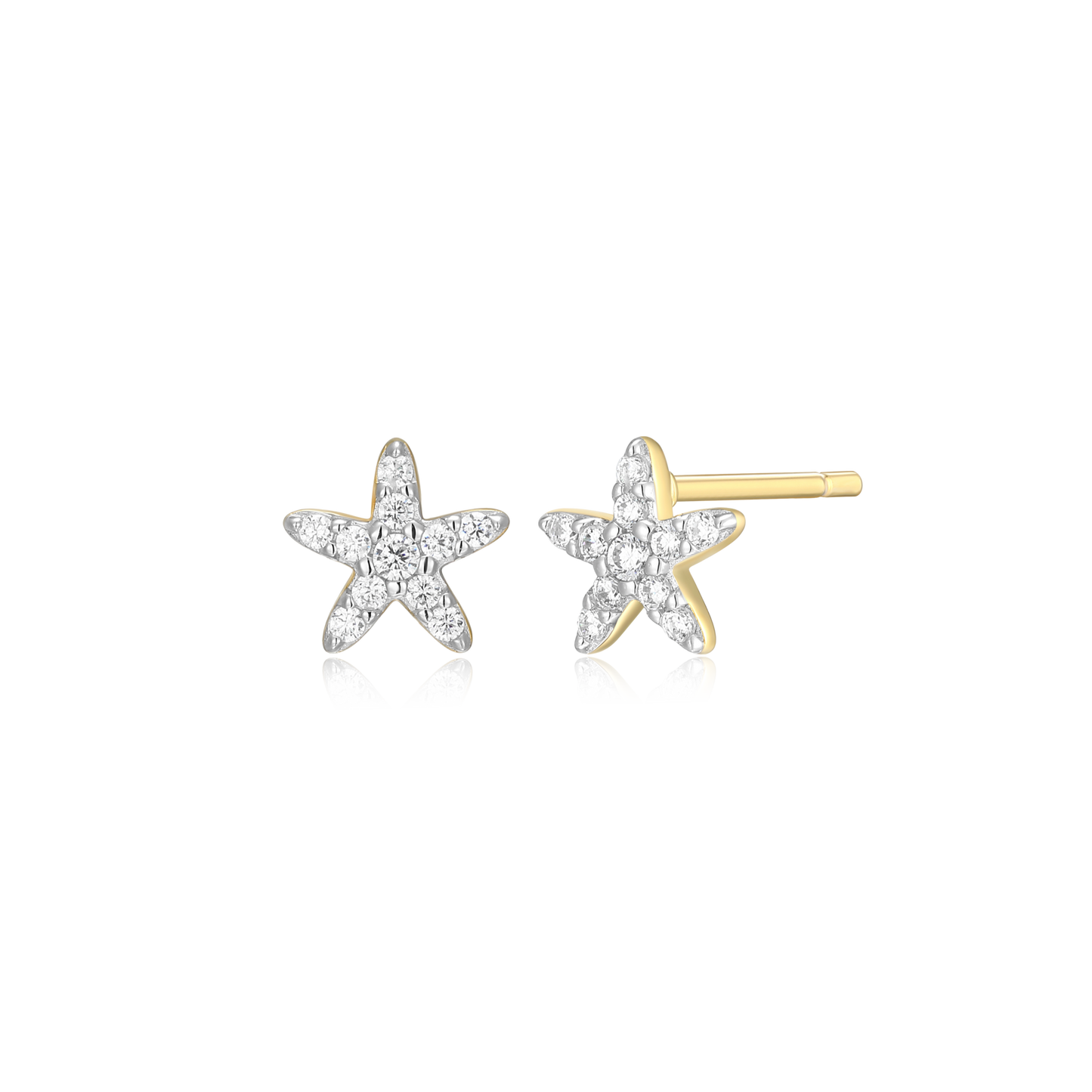 Starfish Stud Earrings in 14k Yellow Gold Plated Sterling Silver