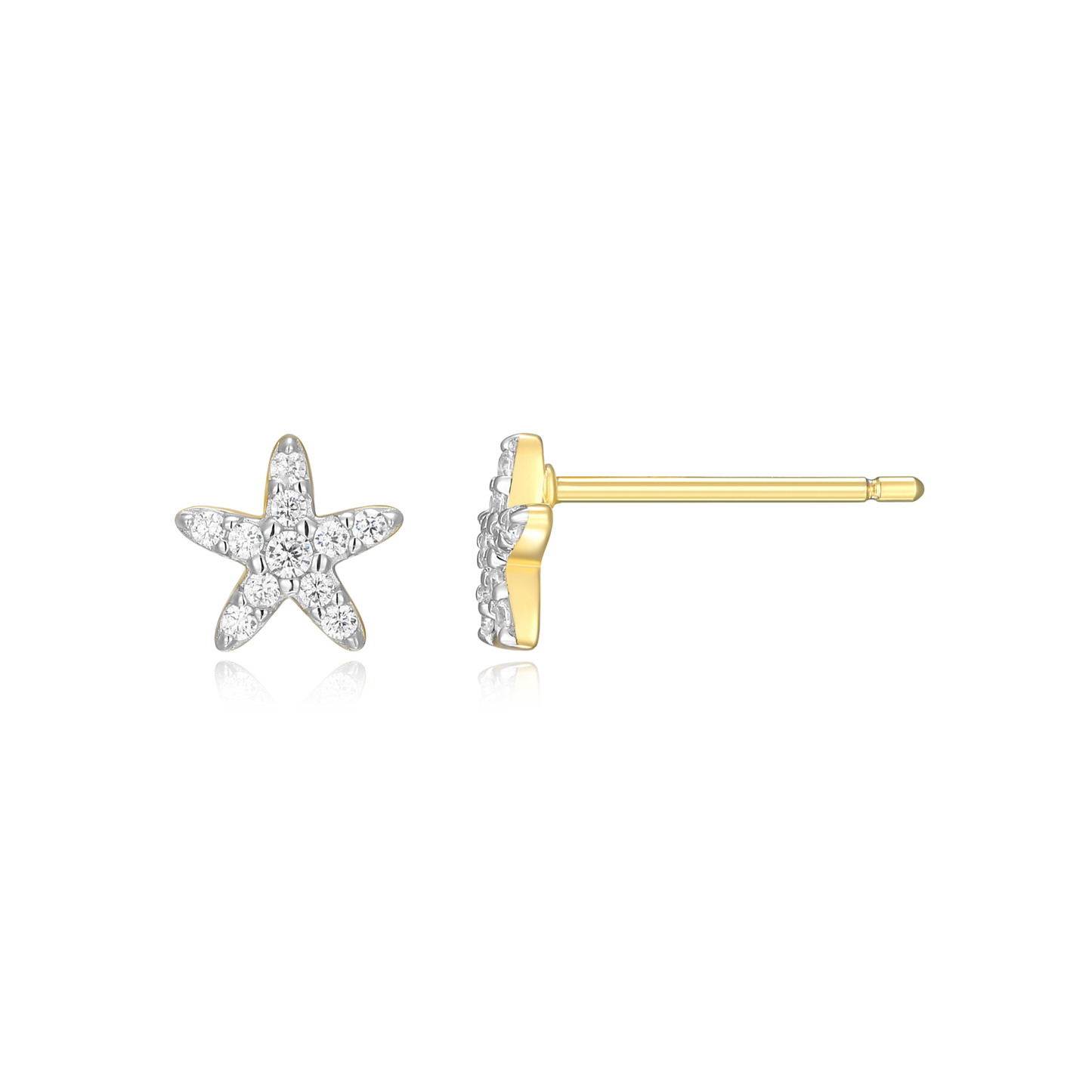 Starfish Stud Earrings in 14k Yellow Gold Plated Sterling Silver