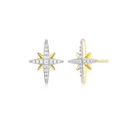 Cardinal Points Stud Earrings in 14K Yellow Gold-Plated Sterling Silver | M by Monte Luna