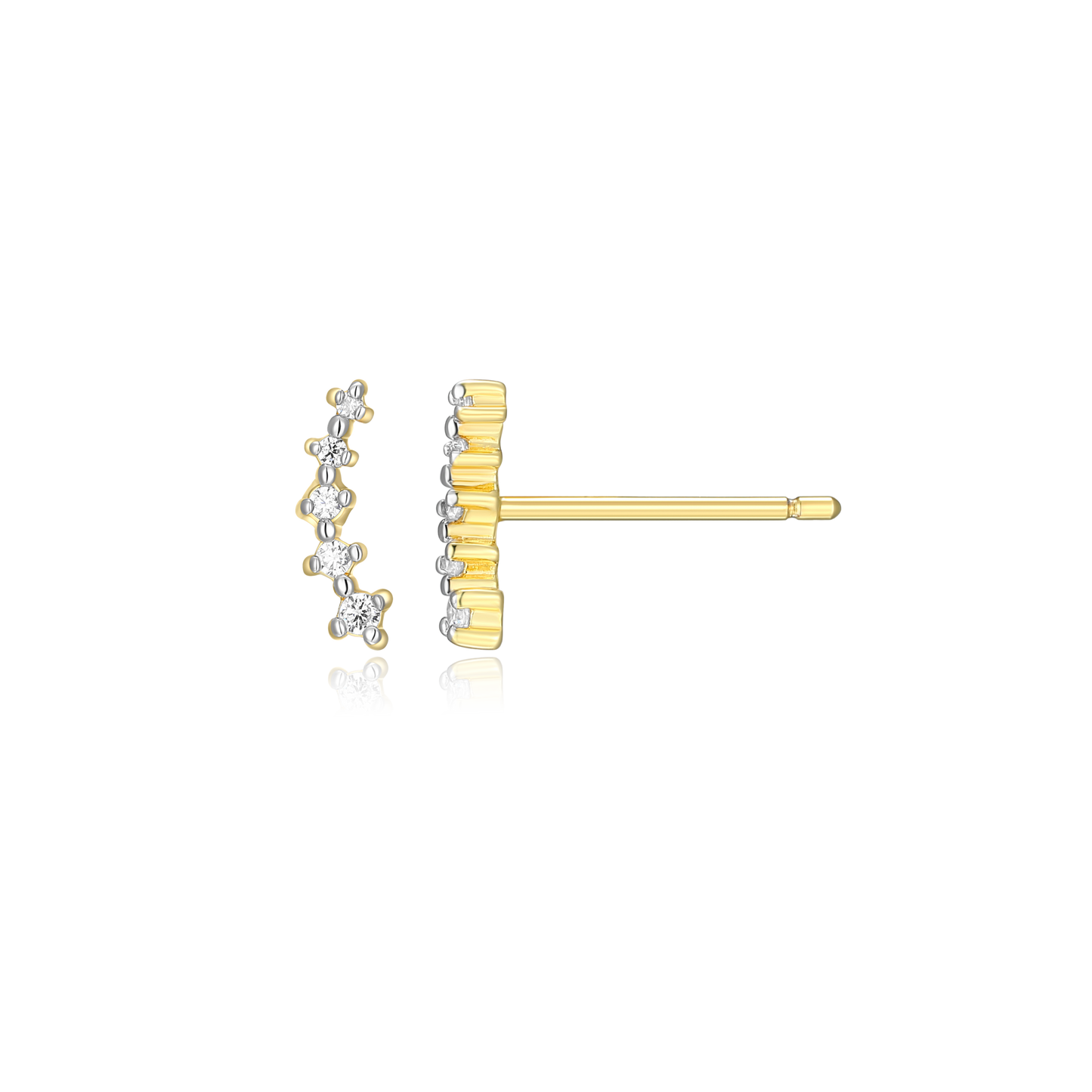 Climber Stud Earrings in 14k Yellow Gold Plated Sterling Silver