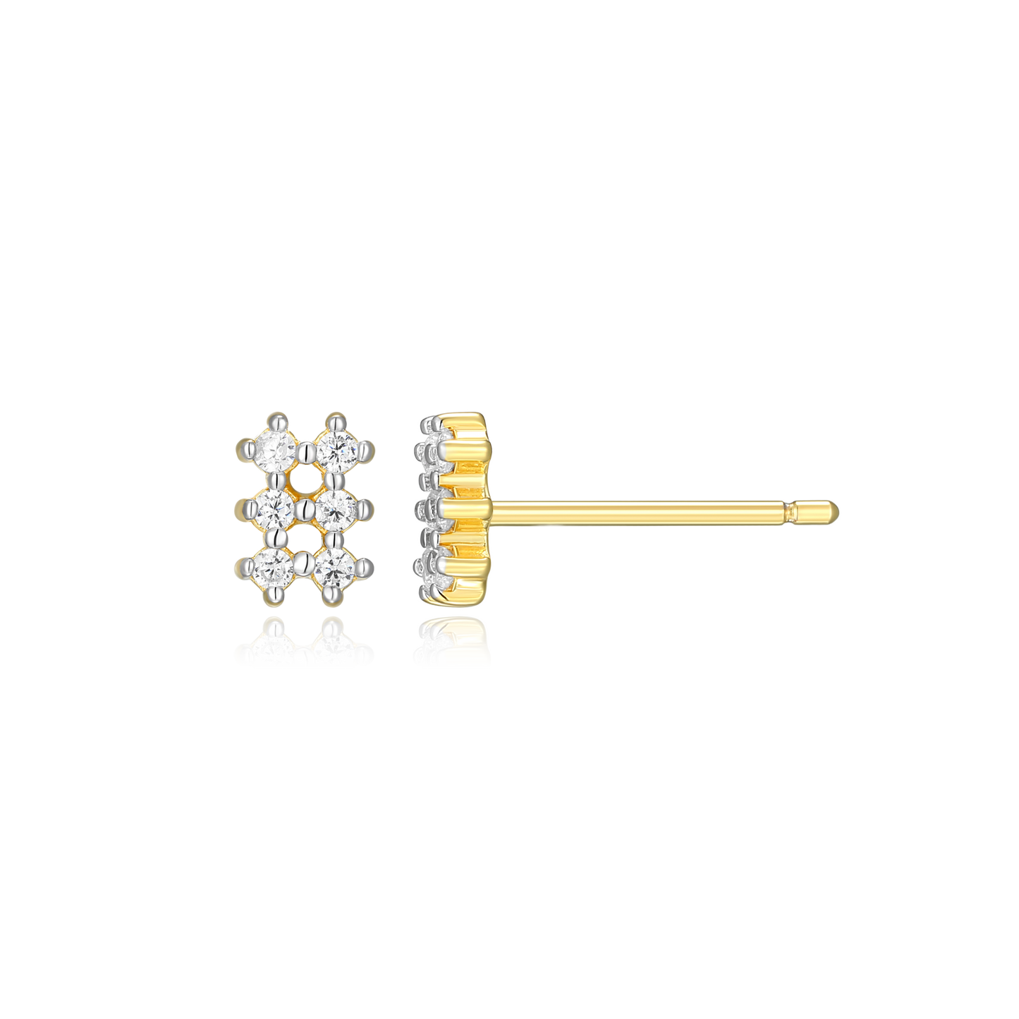 Grid Stud Earrings in 14k Yellow Gold Plated Sterling Silver