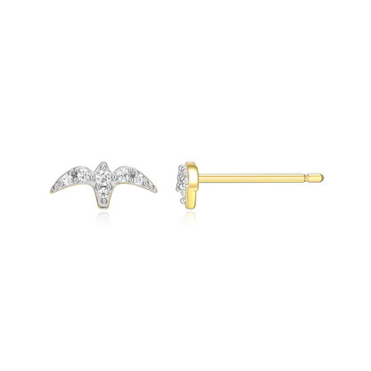 Bird Stud Earrings in 14K Yellow Gold-Plated Sterling Silver | M by Monte Luna