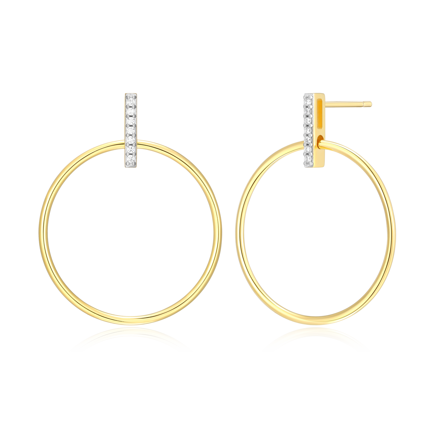 Front Hoop Stud Earrings in 14k Yellow Gold Plated Sterling Silver