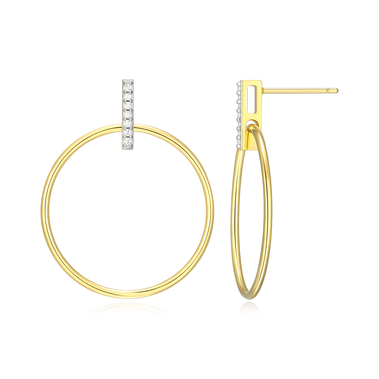 Front Hoop Stud Earrings in 14k Yellow Gold Plated Sterling Silver