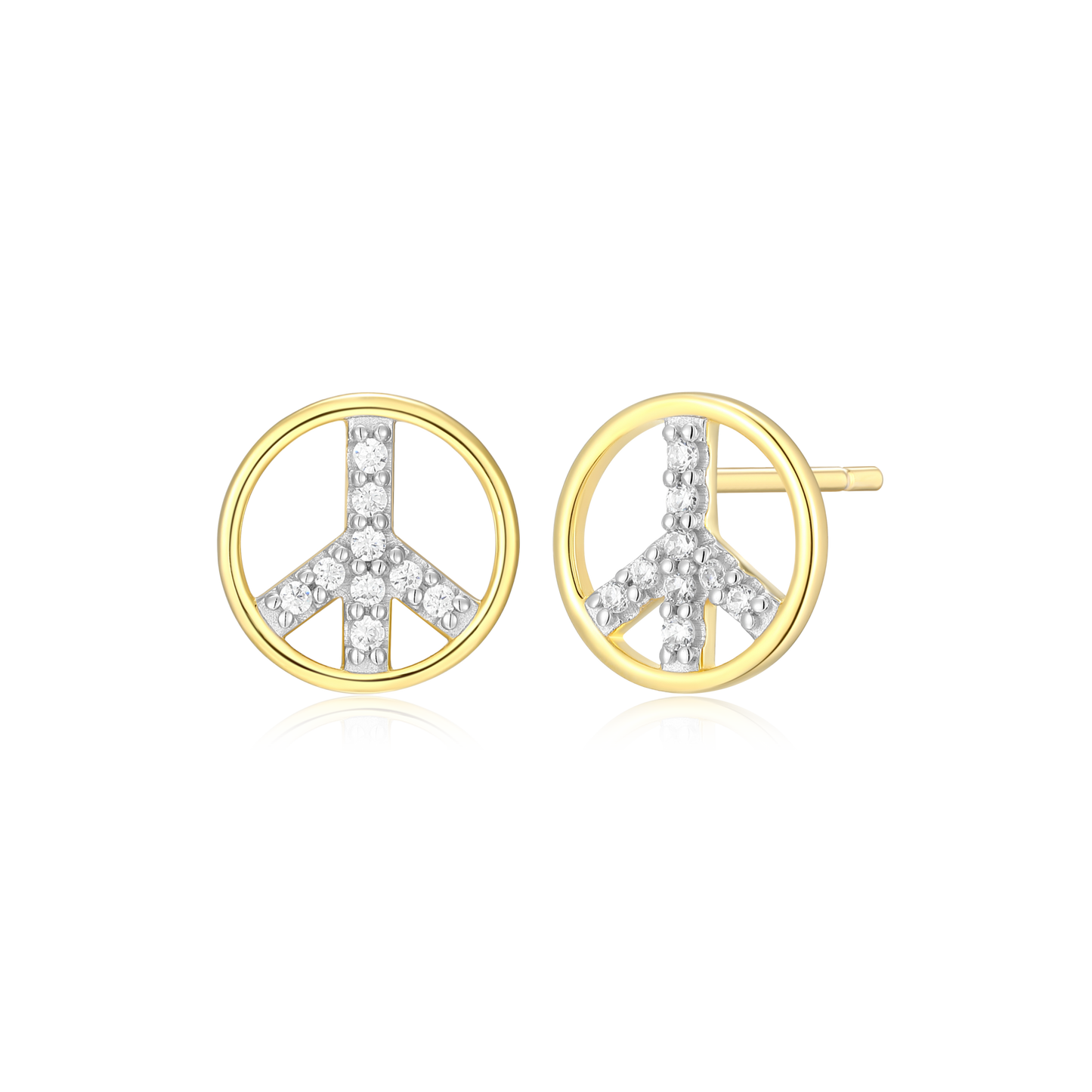 Peace Stud Earrings in 14k Yellow Gold Plated Sterling Silver