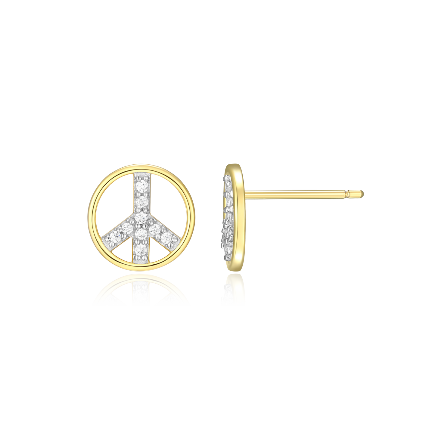 Peace Stud Earrings in 14k Yellow Gold Plated Sterling Silver