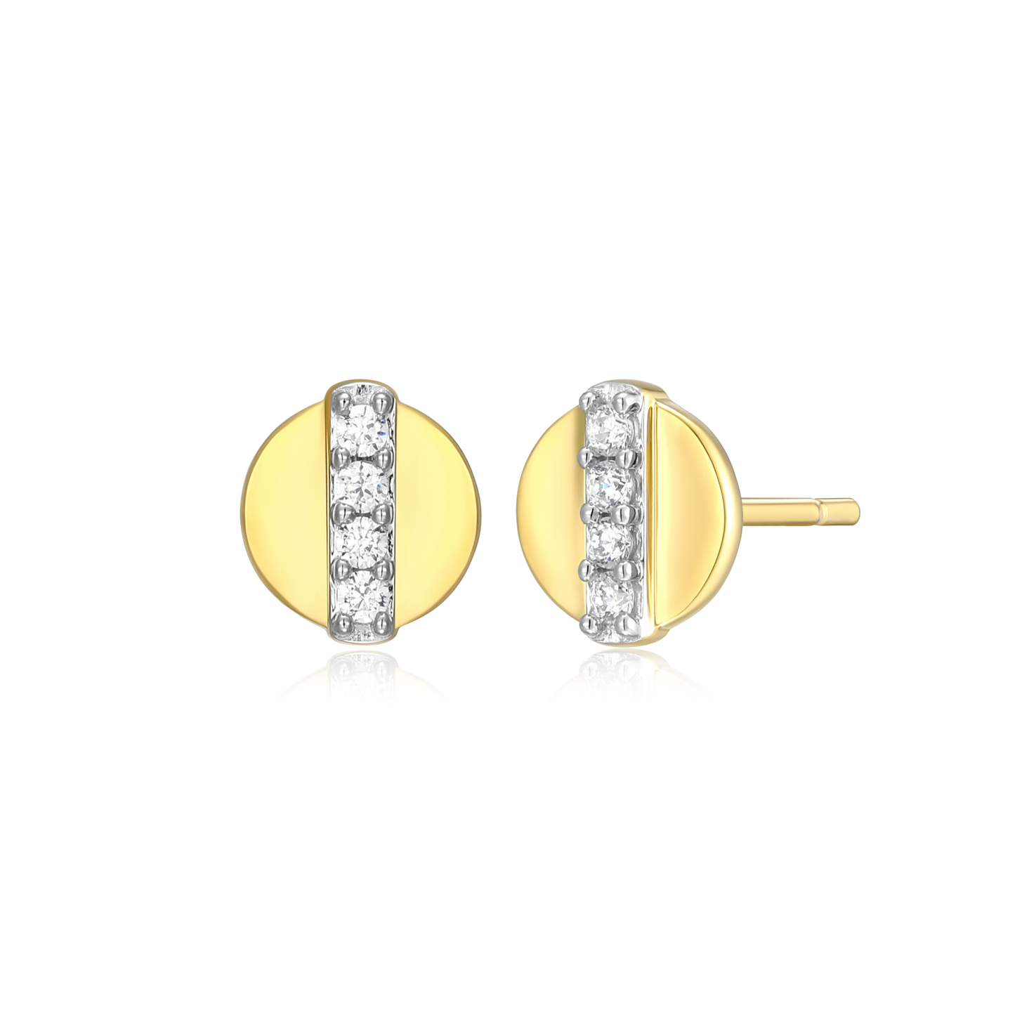 Round Dot Stud Earrings in 14k Yellow Gold Plated Sterling Silver