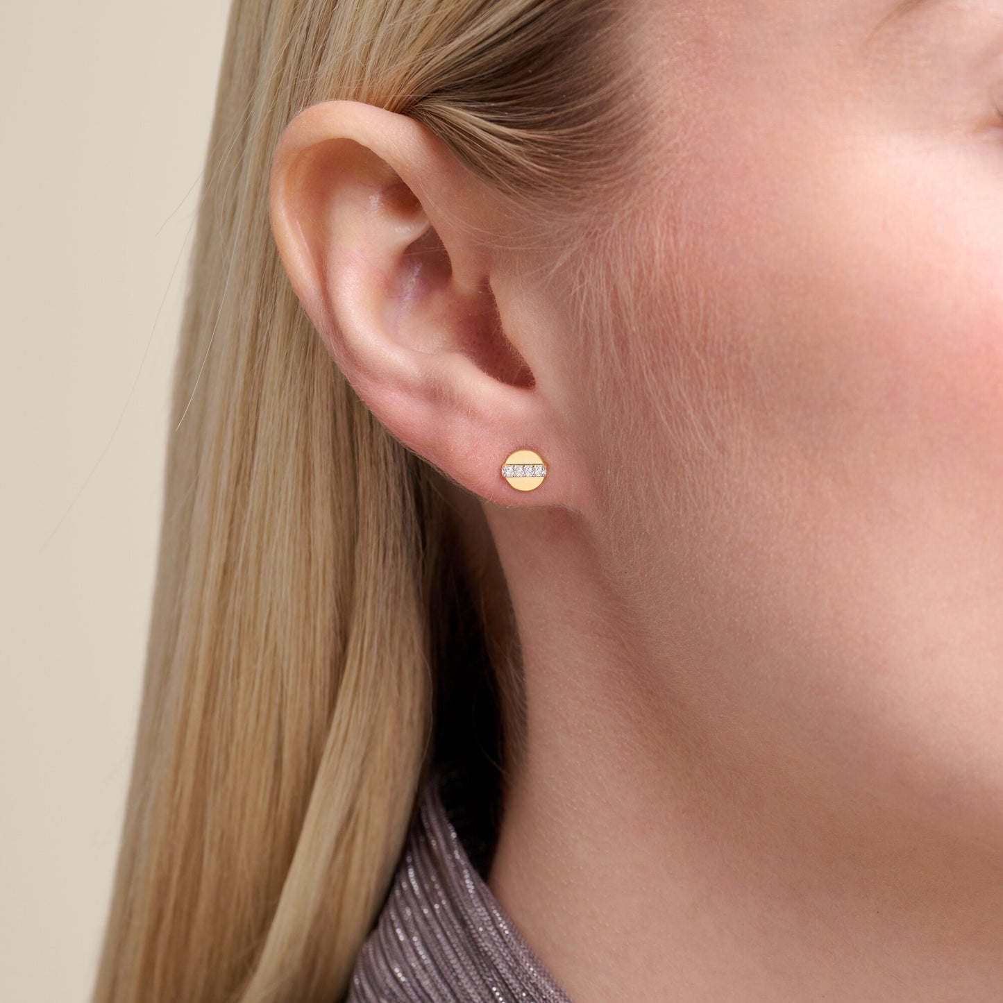 Round Dot Stud Earrings in 14k Yellow Gold Plated Sterling Silver