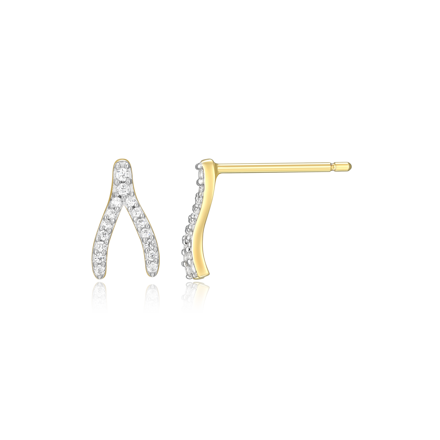 Wishbone Stud Earrings in 14k Yellow Gold Plated Sterling Silver