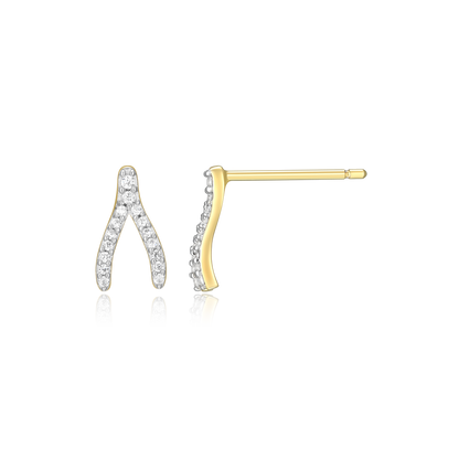 Wishbone Stud Earrings in 14k Yellow Gold Plated Sterling Silver | M by Monte Luna