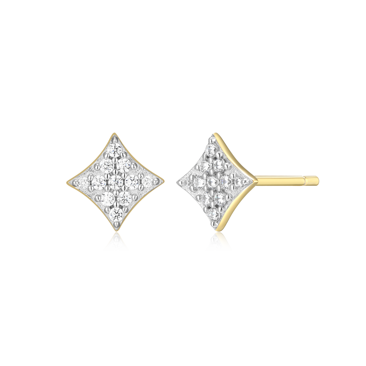 Star Pave Stud Earrings in 14k Yellow Gold Plated Sterling Silver