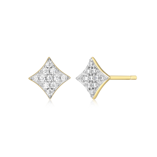 Star Pave Stud Earrings in 14k Yellow Gold Plated Sterling Silver