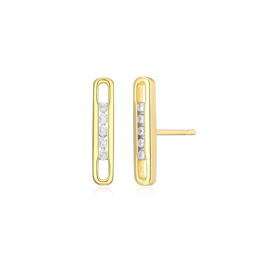 Paperclip Stud Earring in 14k Yellow Gold Plated Sterling Silver