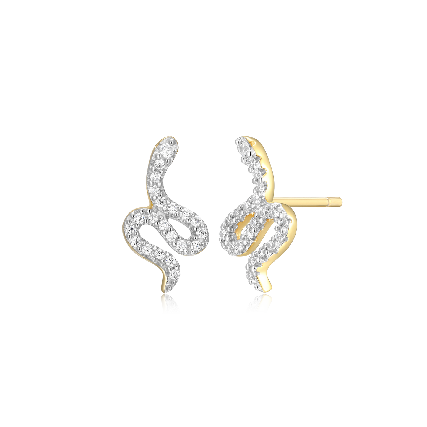 Snake Stud Earrings in 14k Yellow Gold Plated Sterling Silver