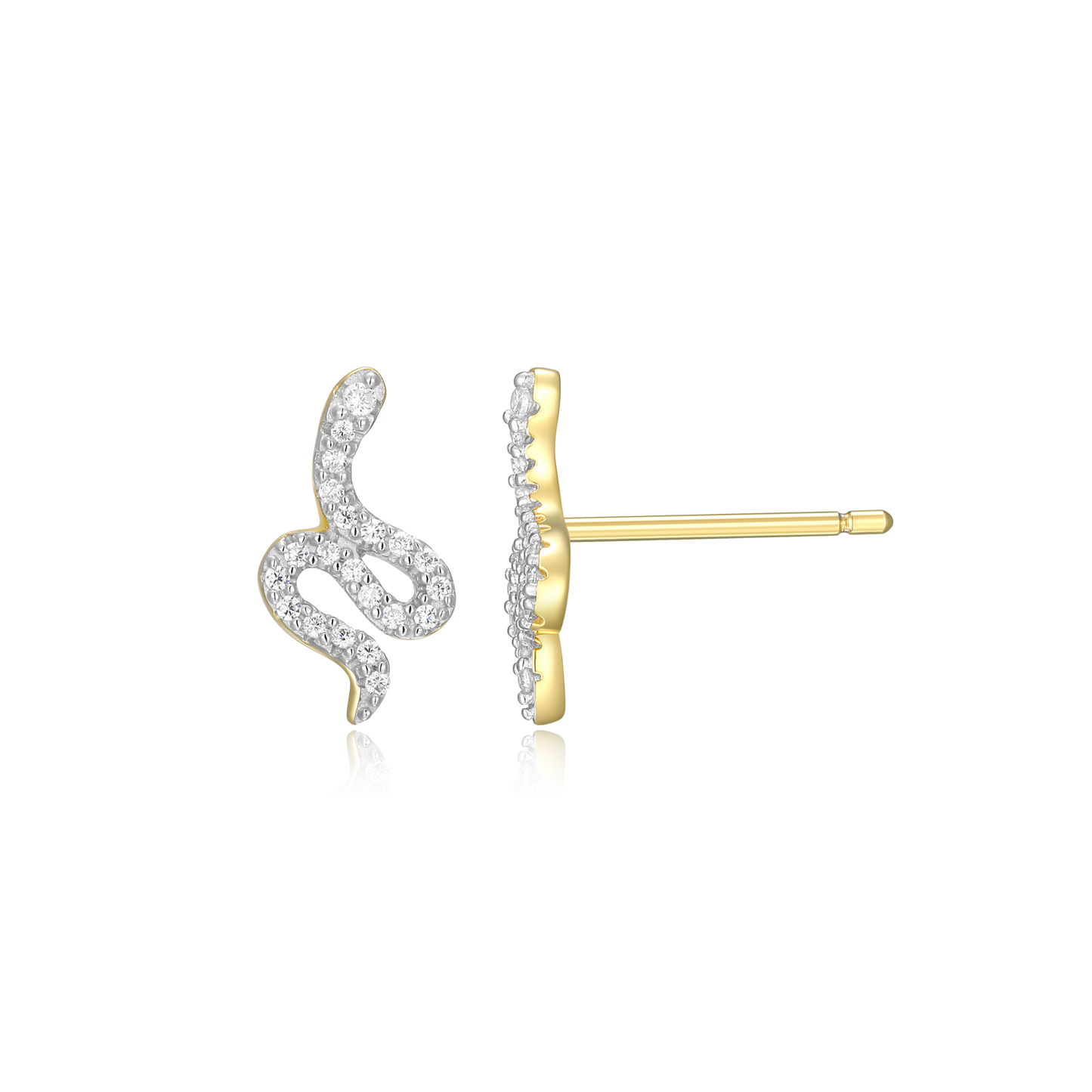 Snake Stud Earrings in 14k Yellow Gold Plated Sterling Silver