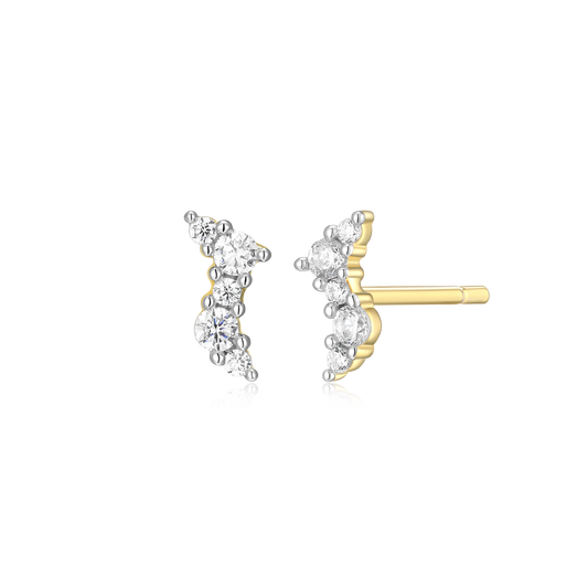 Lab Created Diamond Scatter Stud Earrings in 14k Yellow Gold Plated Sterling Silver