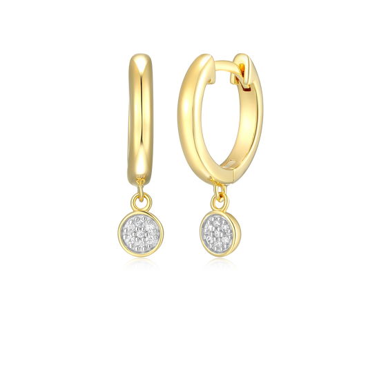 Round Drop Huggie Earring in 14k Yellow Gold Plated Sterling Silver