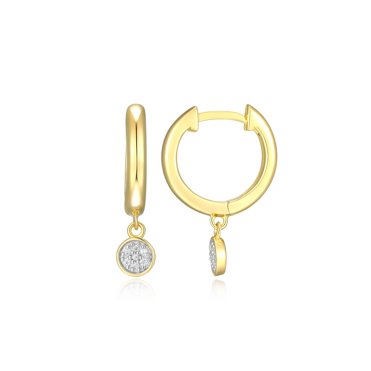 Round Drop Huggie Earring in 14k Yellow Gold Plated Sterling Silver