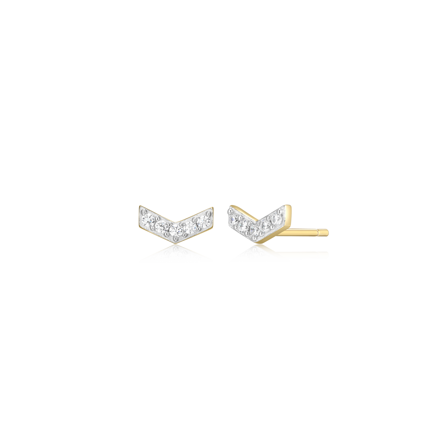 Chevron Stud Earrings in 14k Yellow Gold Plated Sterling Silver