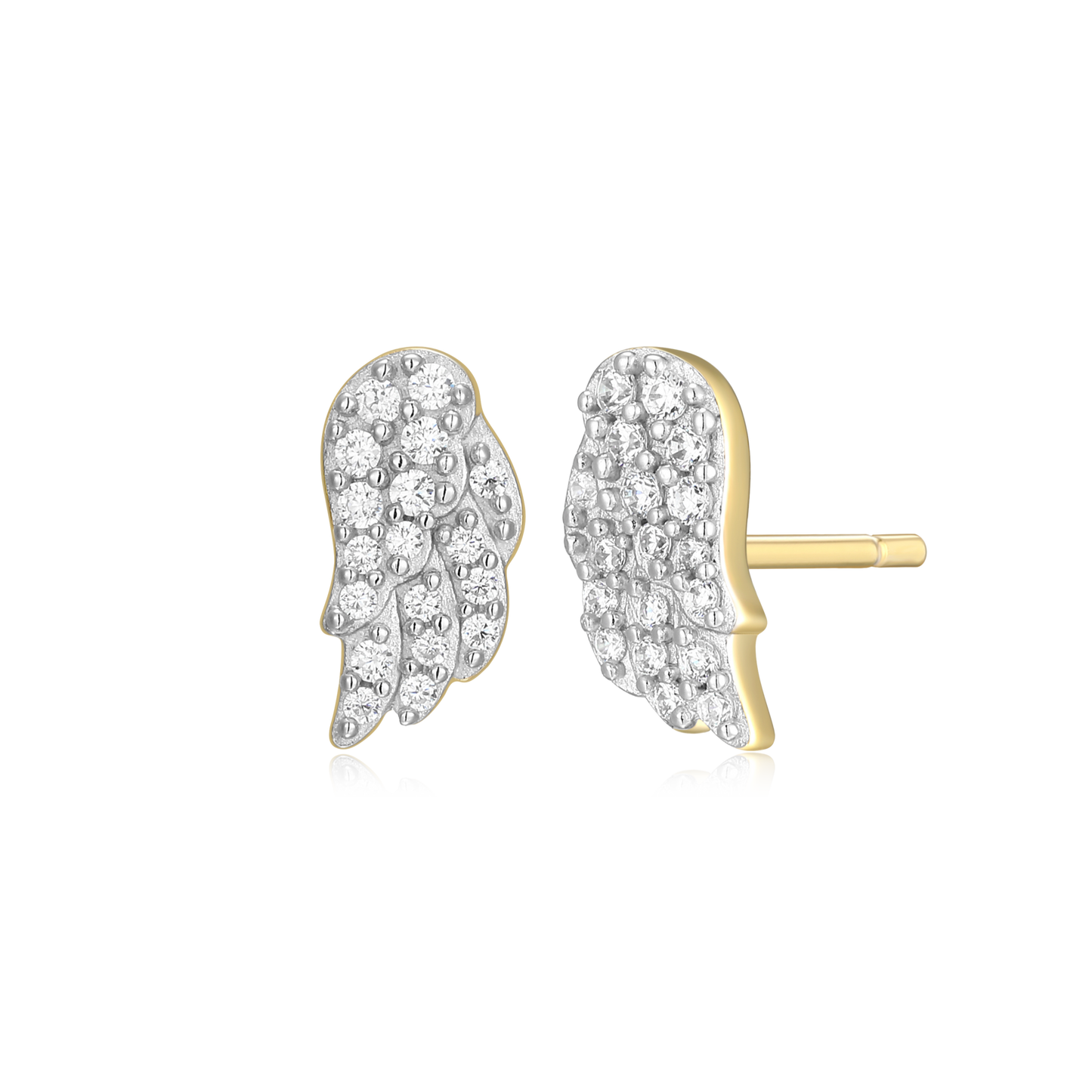 Wing Stud Earrings in 14k Yellow Gold Plated Sterling Silver