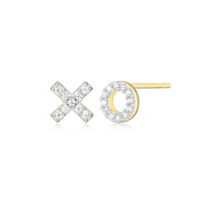 XO Stud Earrings in 14k Yellow Gold Plated Sterling Silver | M by Monte Luna