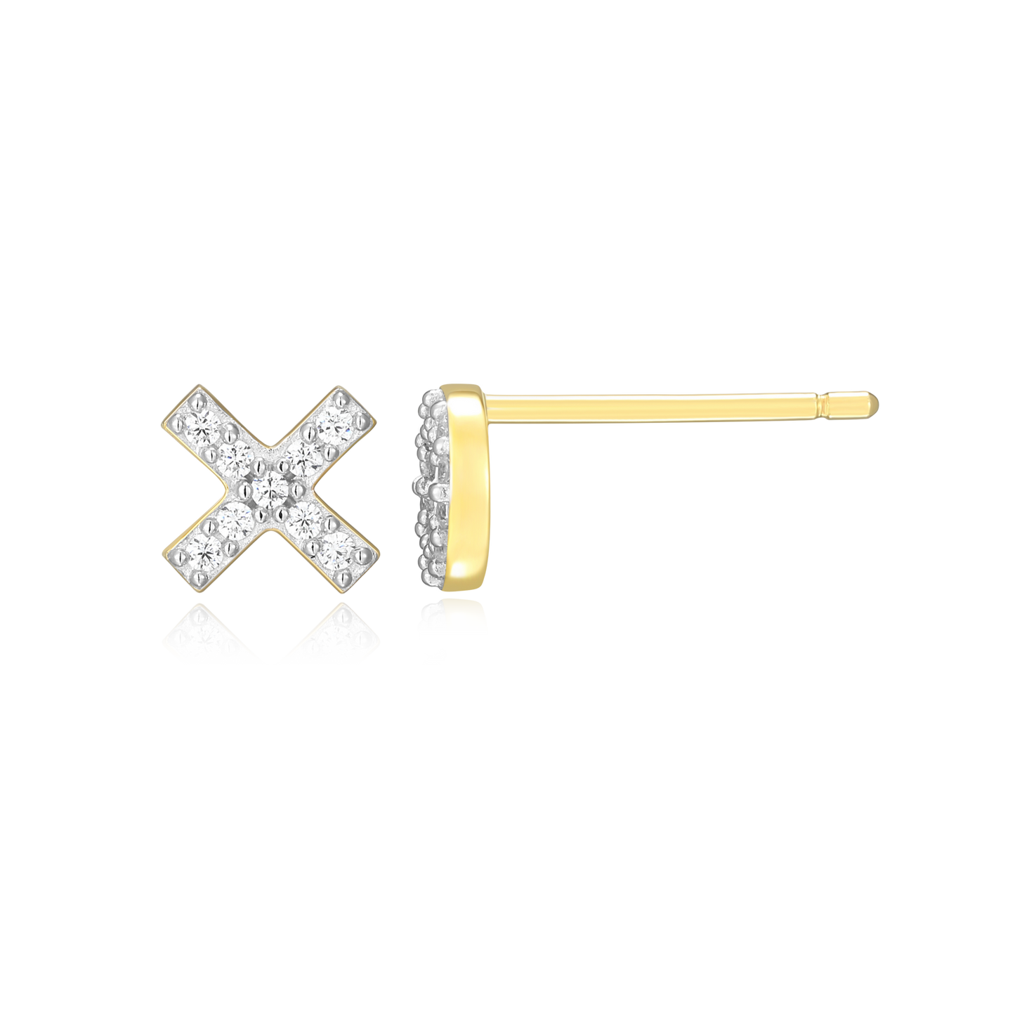 XO Stud Earrings in 14k Yellow Gold Plated Sterling Silver