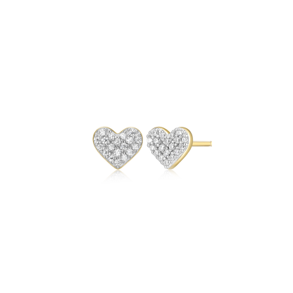Heart Stud Earrings in 14k Yellow Gold Plated Sterling Silver | M by Monte Luna