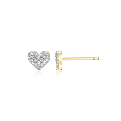 Heart Stud Earrings in 14k Yellow Gold Plated Sterling Silver | M by Monte Luna