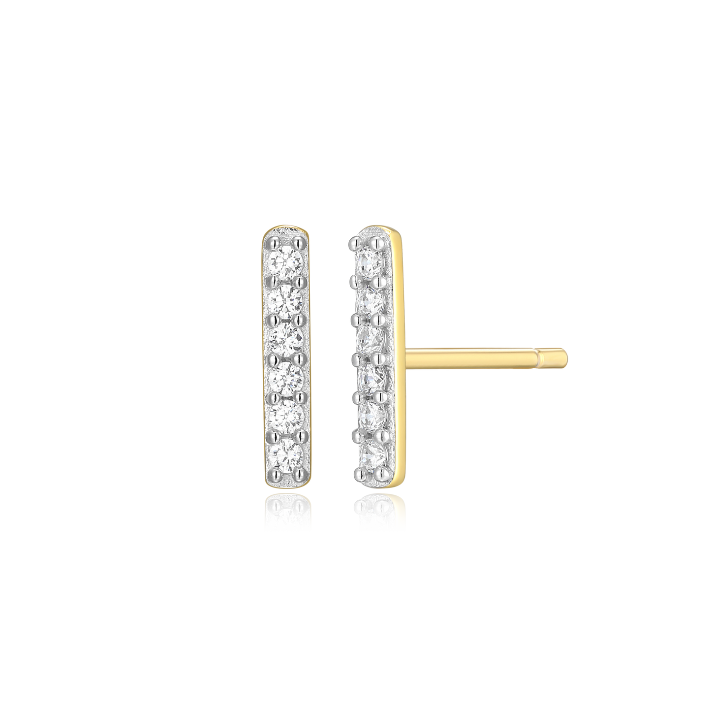 Bar Stud Earrings in 14k Yellow Gold Plated Sterling Silver