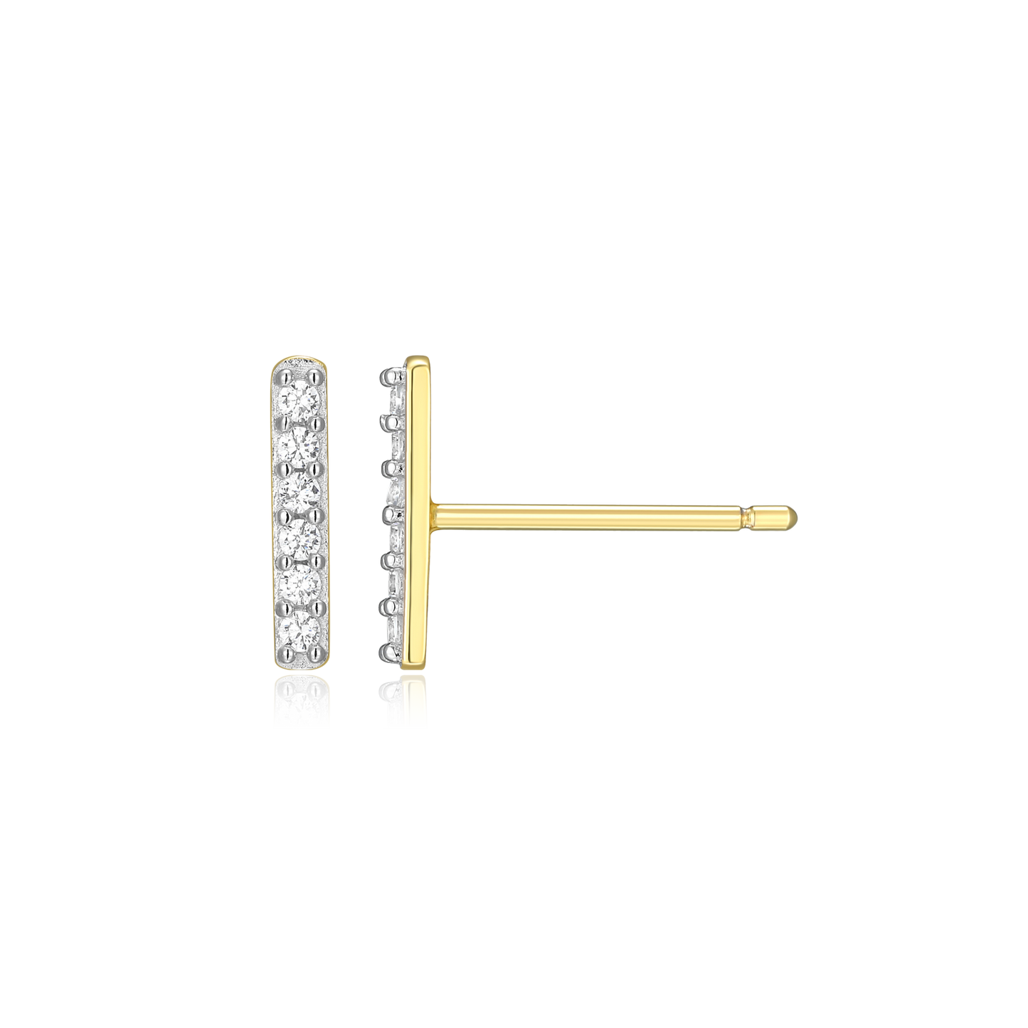 Bar Stud Earrings in 14k Yellow Gold Plated Sterling Silver