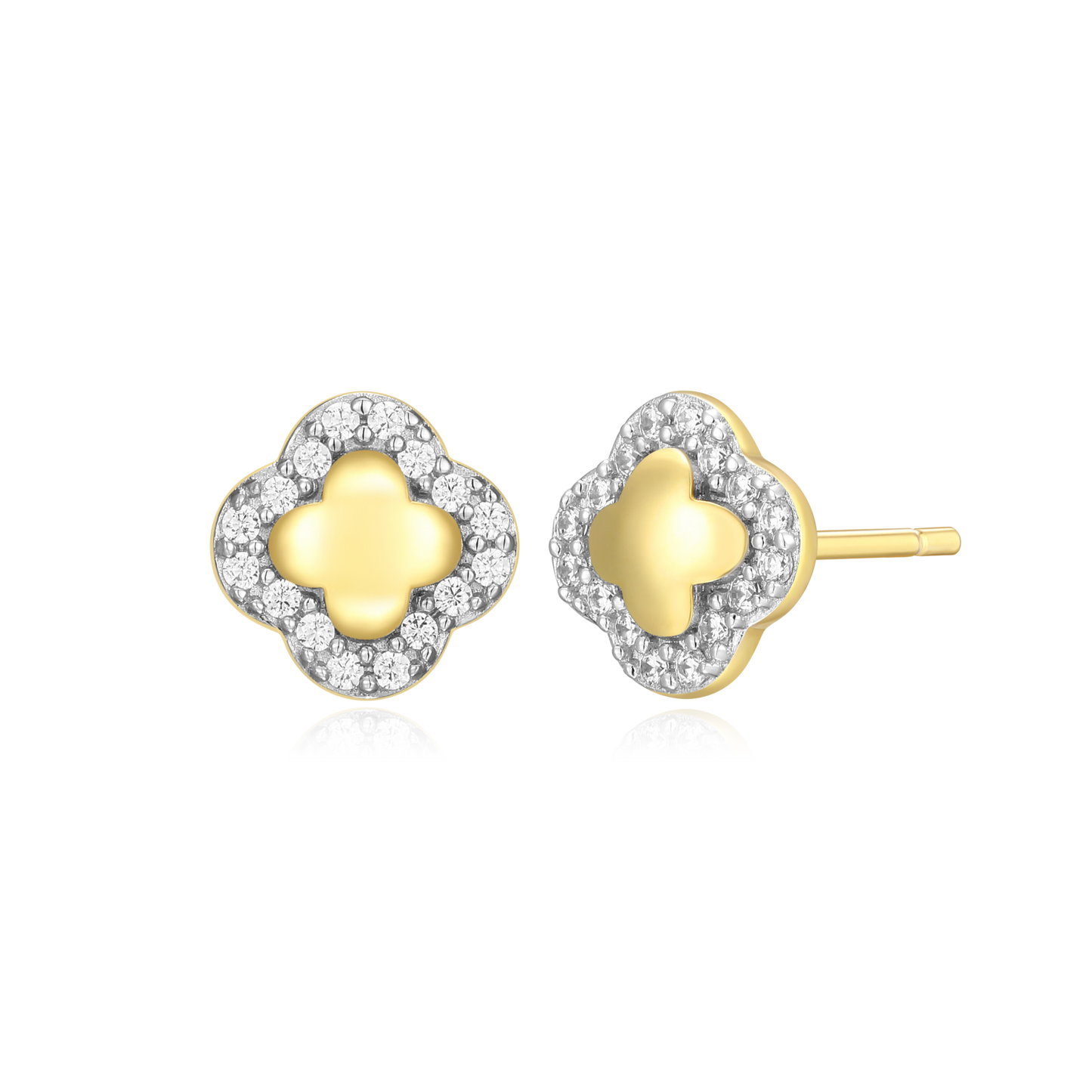 Clover Stud Earrings in 14k Yellow Gold Plated Sterling Silver