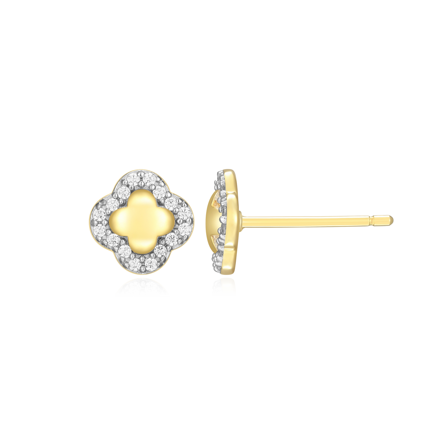 Clover Stud Earrings in 14k Yellow Gold Plated Sterling Silver