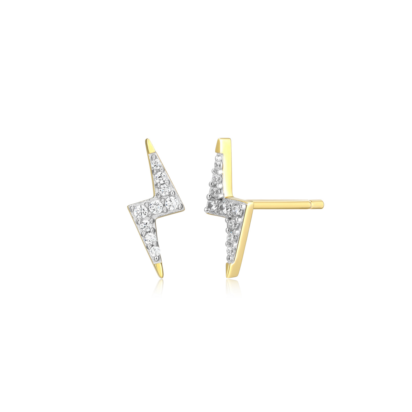 Lightning Stud Earrings in 14k Yellow Gold Plated Sterling Silver