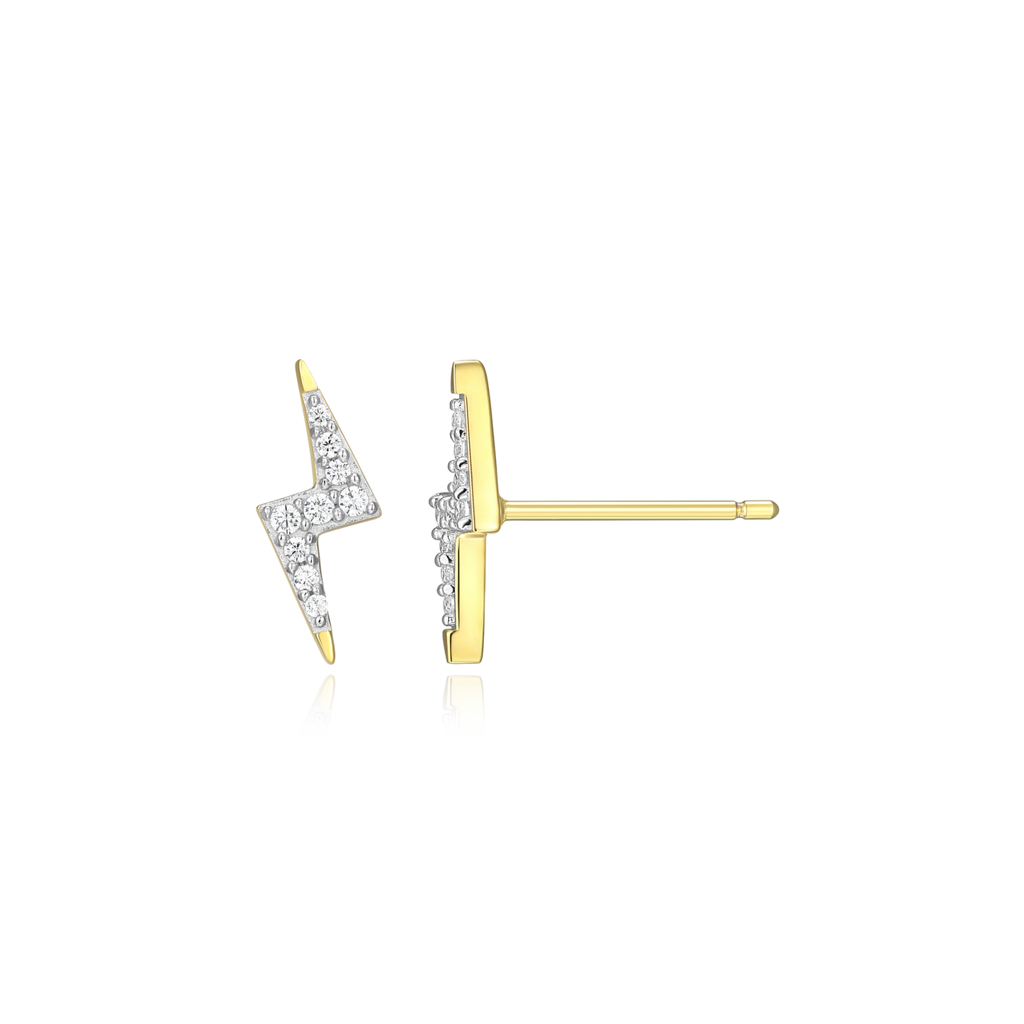 Lightning Stud Earrings in 14k Yellow Gold Plated Sterling Silver