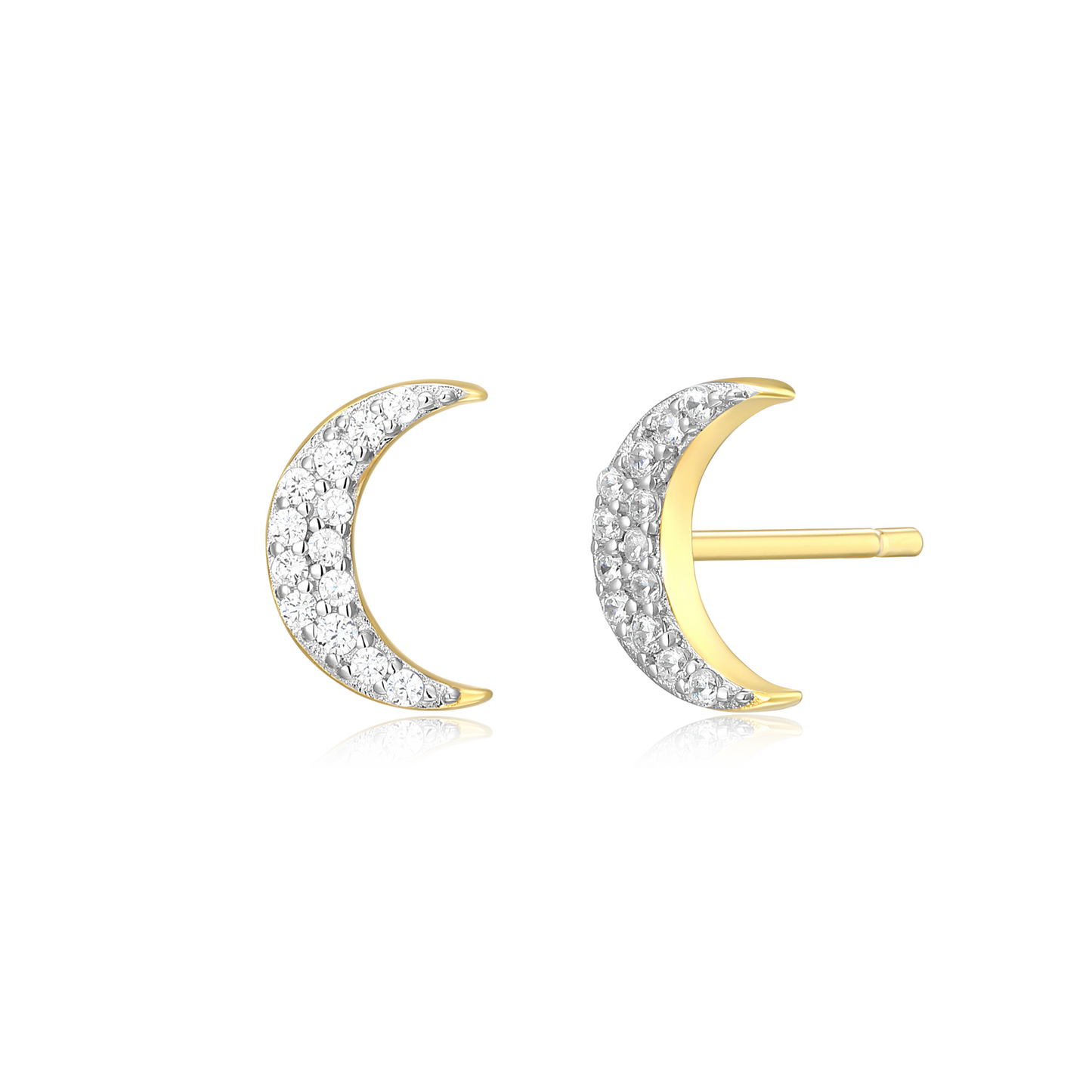 Crescent Stud Earrings in 14k Yellow Gold Plated Sterling Silver