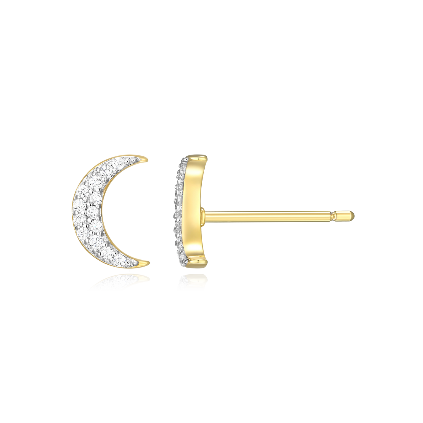 Crescent Stud Earrings in 14k Yellow Gold Plated Sterling Silver