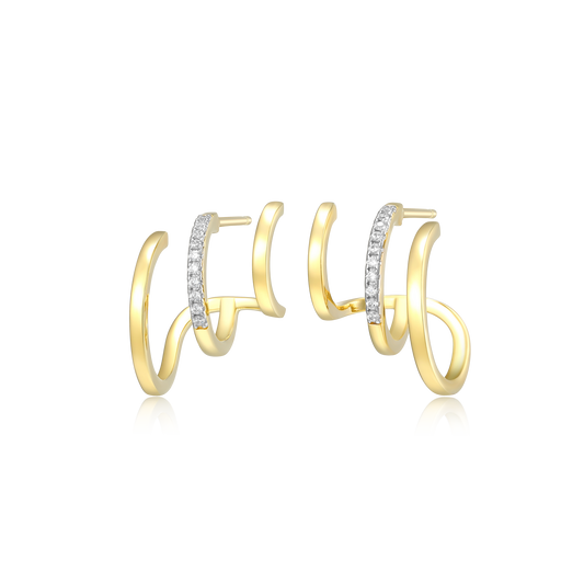 Multi-Hoop Claw Stud Earrings in 14k Yellow Gold Plated Sterling Silver