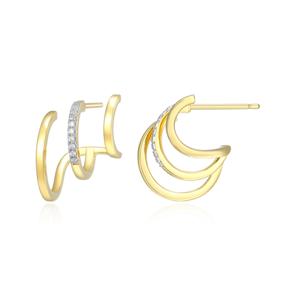 Multi-Hoop Claw Stud Earrings in 14k Yellow Gold Plated Sterling Silver | M by Monte Luna