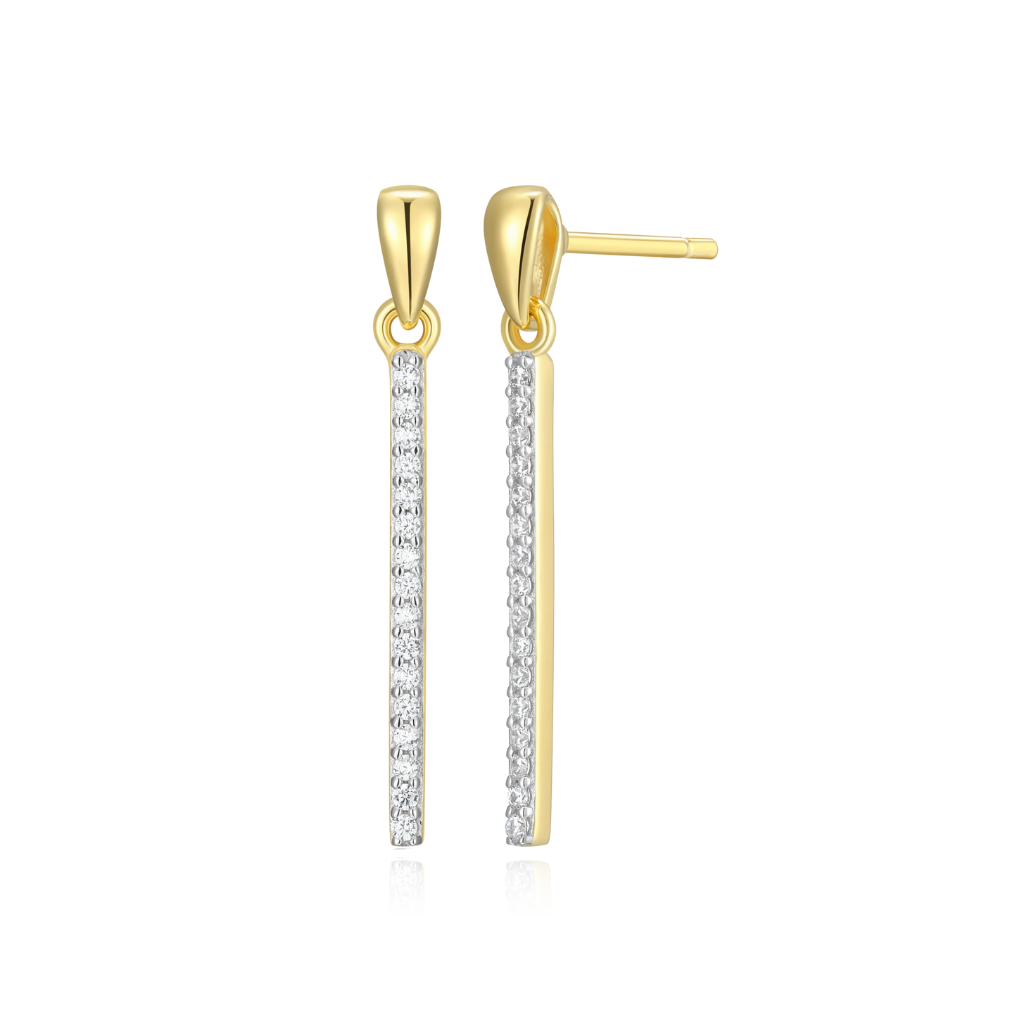 Bar Drop Stud Earrings in 14k Yellow Gold Plated Sterling Silver