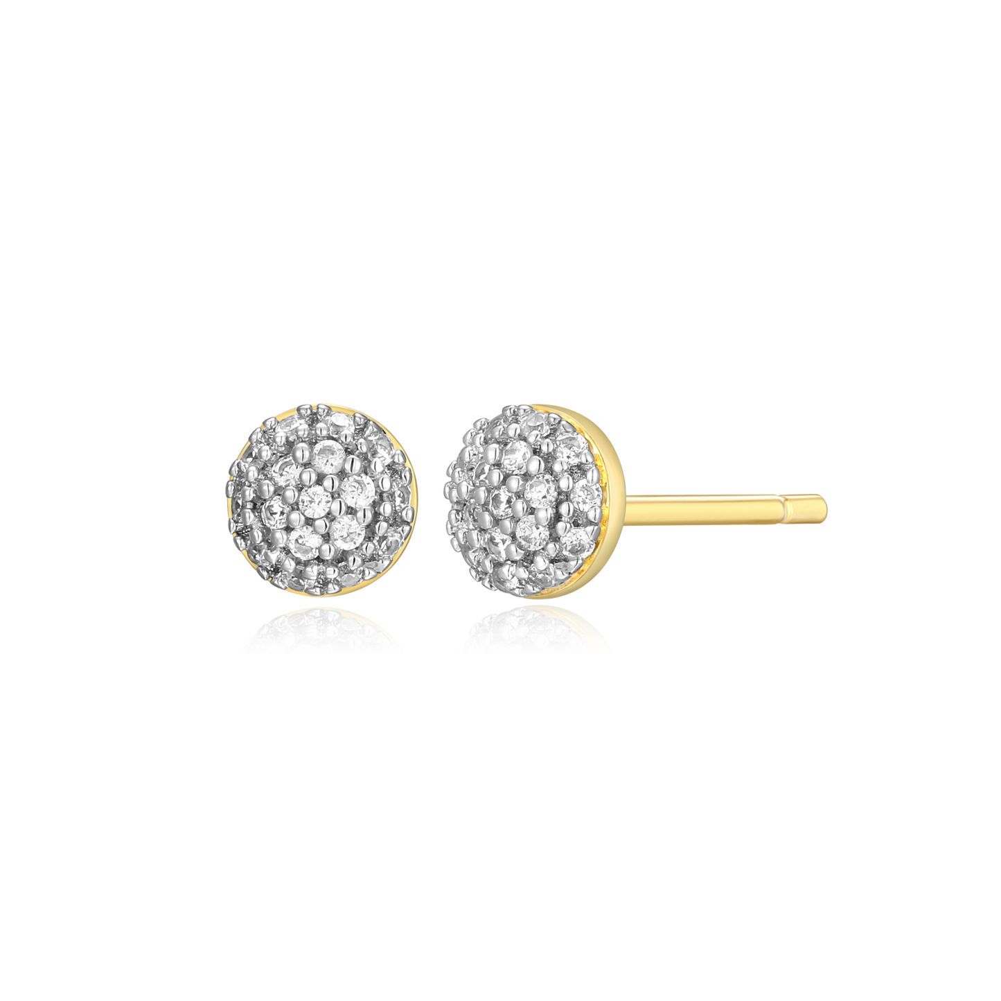 Round Cluster Stud Earrings in 14k Yellow Gold Plated Sterling Silver