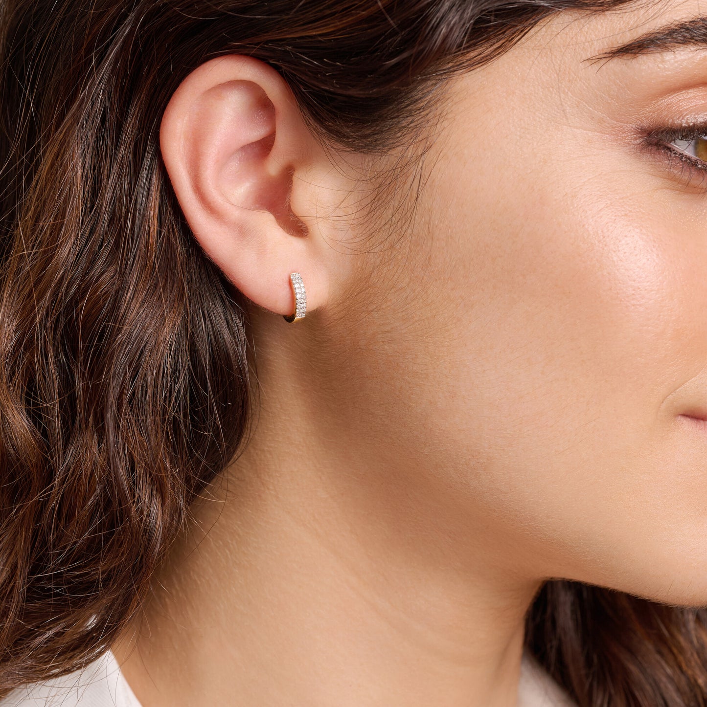 Double Row Hoop Earrings in 14k Yellow Gold Plated Sterling Silver