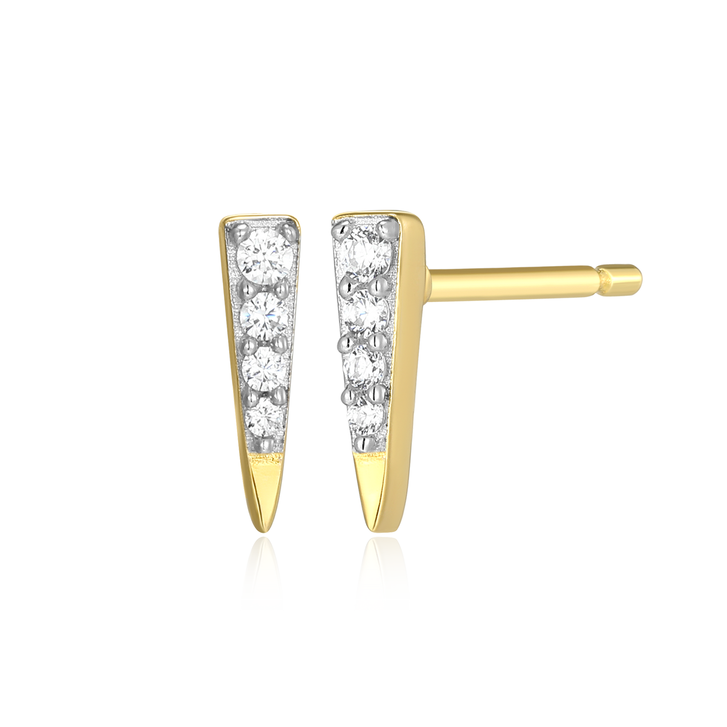 Pave Dagger Lab-Created Diamond Stud Earrings in 14k Gold and Rhodium-Plated Sterling Silver