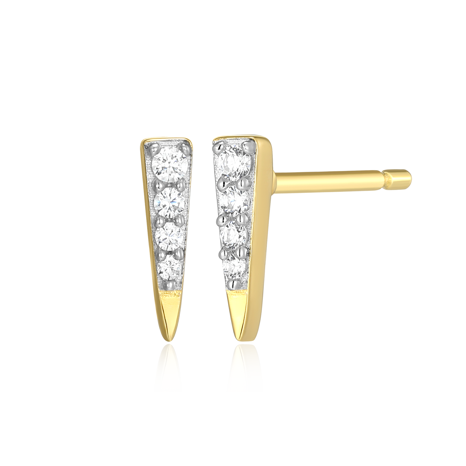 Pave Dagger Lab-Created Diamond Stud Earrings in 14k Gold and Rhodium-Plated Sterling Silver