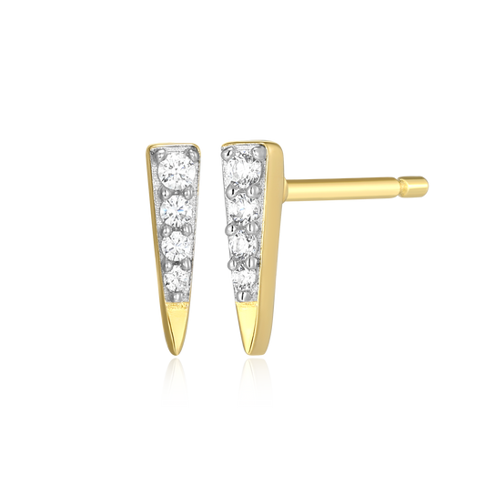 Pave Dagger Lab-Created Diamond Stud Earrings in 14k Gold and Rhodium-Plated Sterling Silver