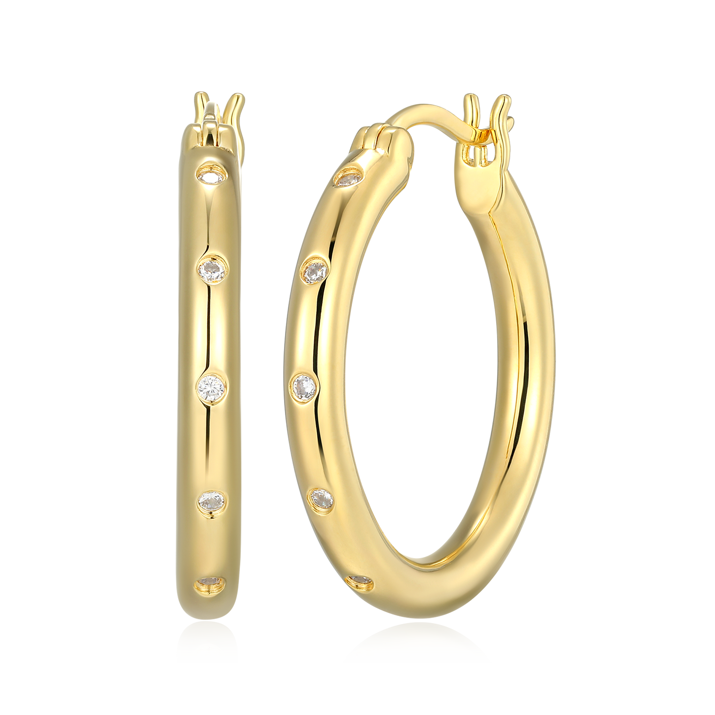 Bold Bezel-Set Lab-Created Diamond Hoop Earrings in 14K Gold-Plated Sterling Silver | M by Monte Luna