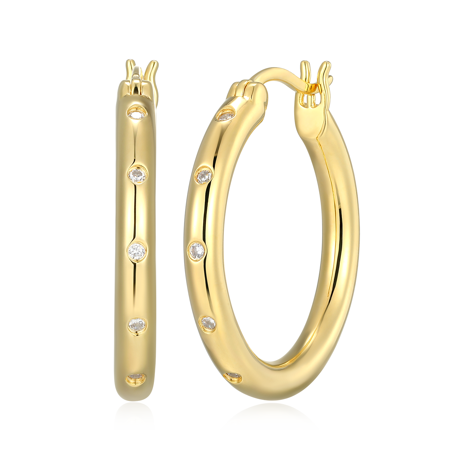 Bold Bezel-Set Lab-Created Diamond Hoop Earrings in 14K Gold-Plated Sterling Silver | M by Monte Luna