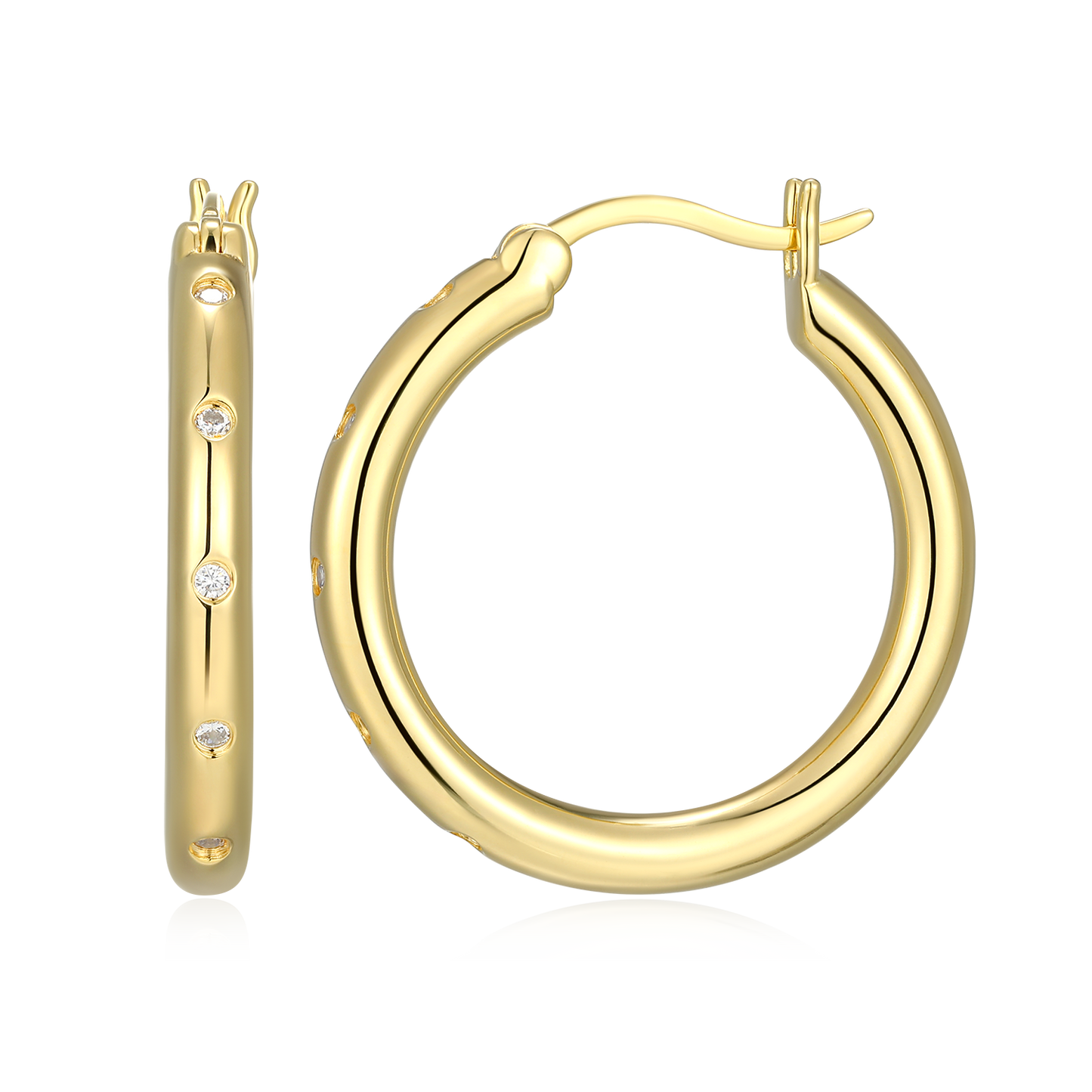 Bold Bezel-Set Lab-Created Diamond Hoop Earrings in 14K Gold-Plated Sterling Silver | M by Monte Luna