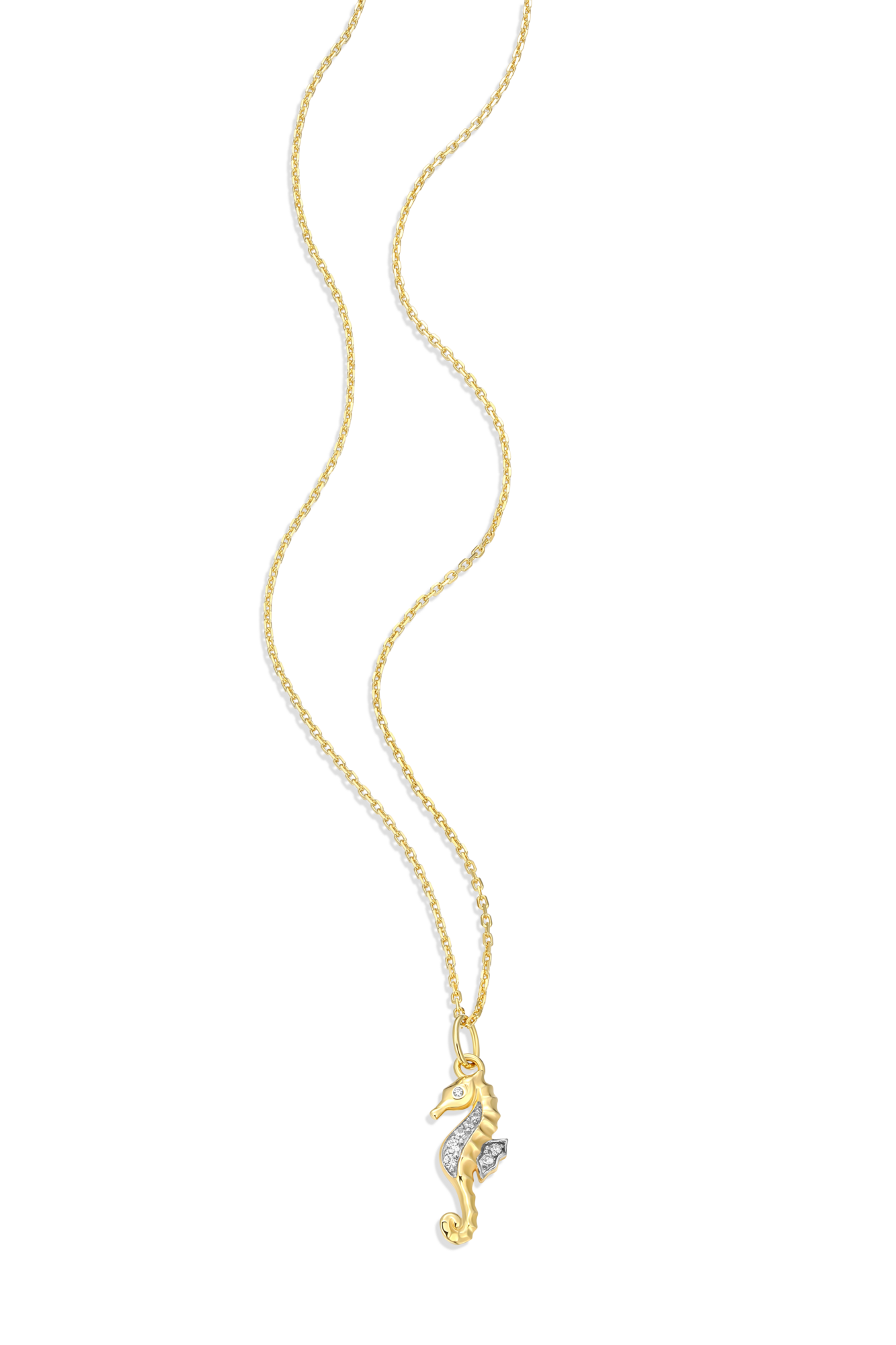 Seahorse Pendant Necklace in 14k Yellow Gold Plated Sterling Silver