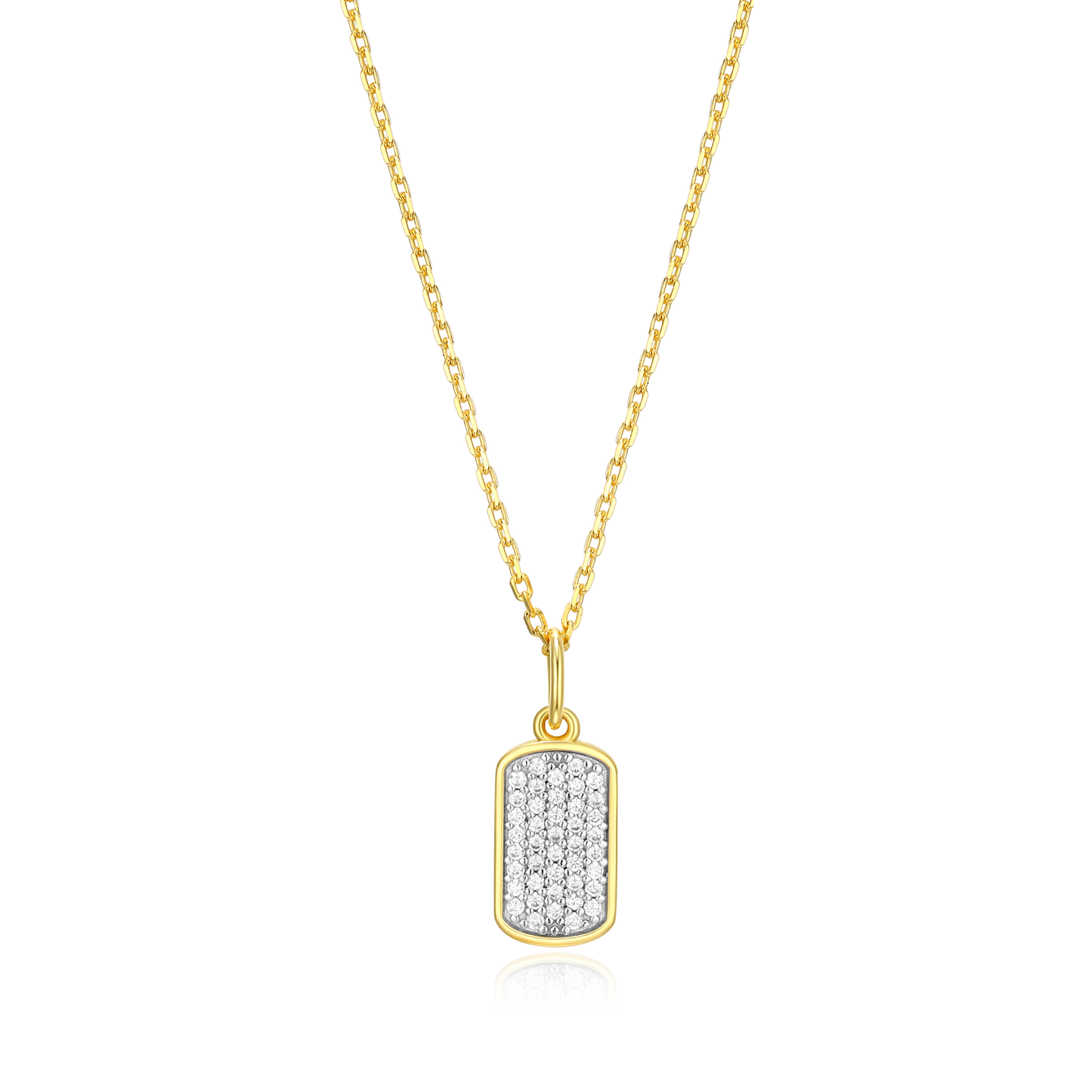 Hex Tag Pendant Necklace in 14k Yellow Gold Plated Sterling Silver